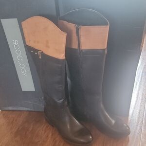 NWNT Sociology Women's Black and Brown Riding Boots.